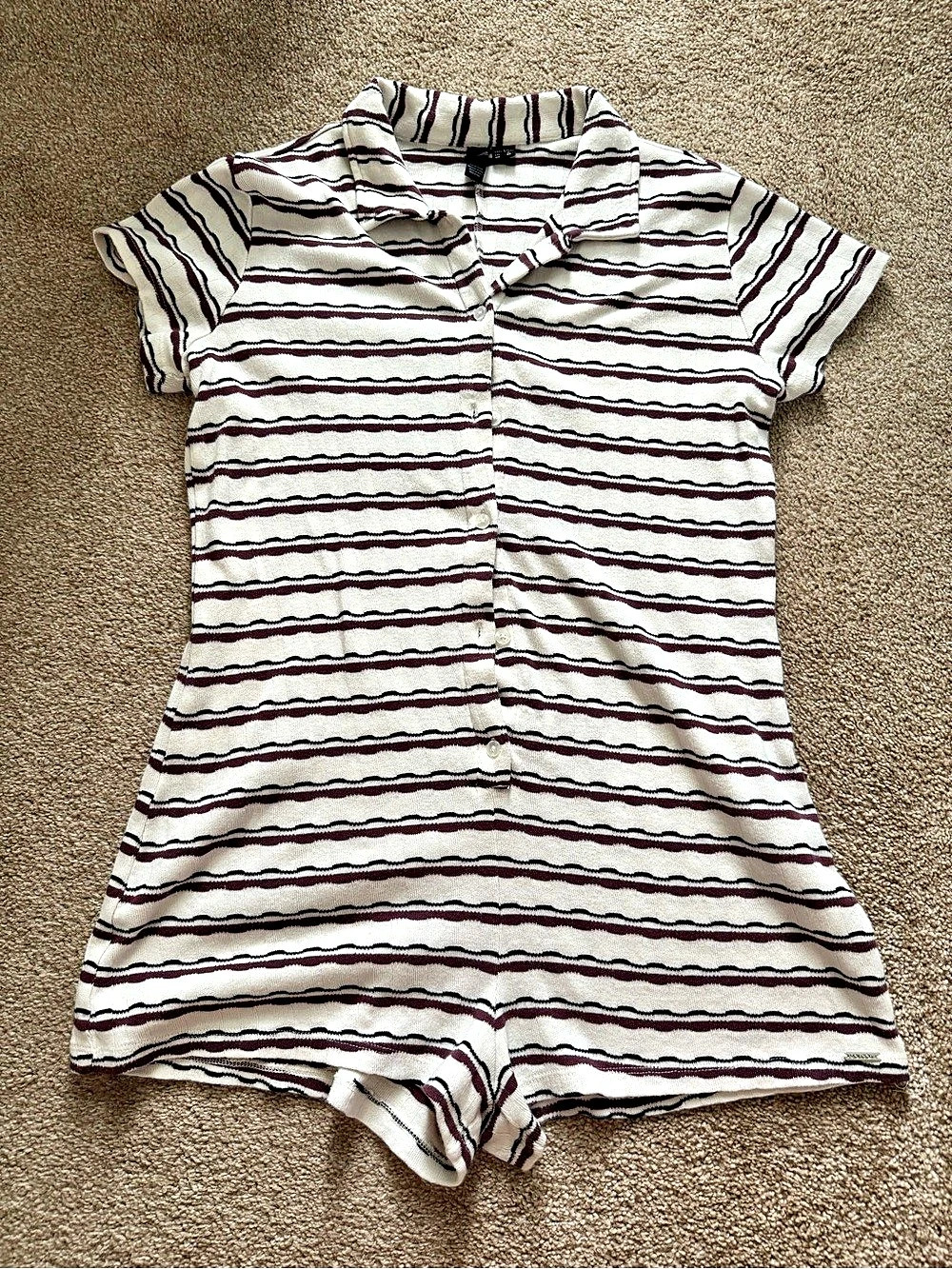 Striped Romper in White & Black Like New